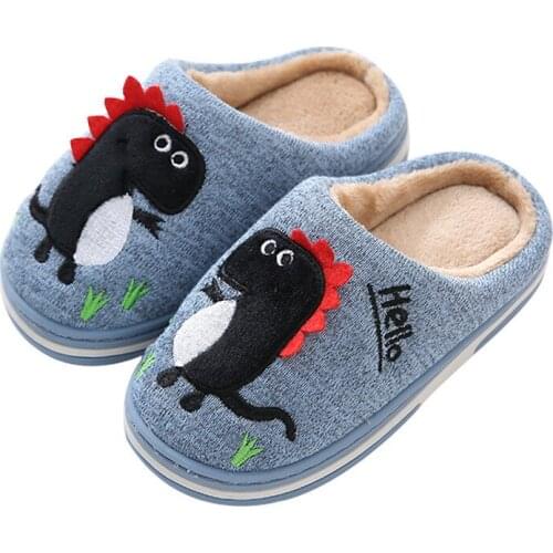 Toddler kids slippers shoes cute dinosaur cotton home slippers for 2-10years child boys girls indoor bedroom shoes slipper