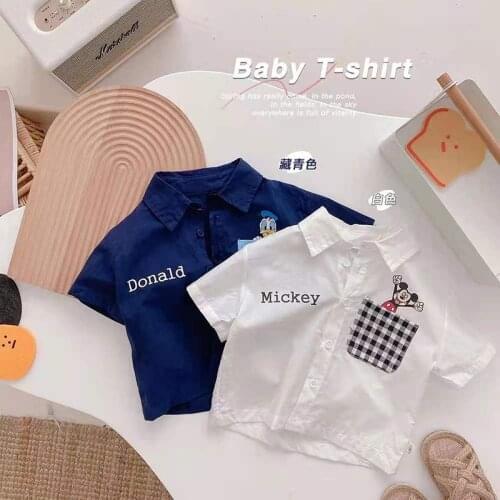 Disney Cartoon Kids Baby Boy Girl Tops Clothes Summer Mickey Donald Duck Print Short Sleeve T-Shirt Child Beach Blouse Clothing