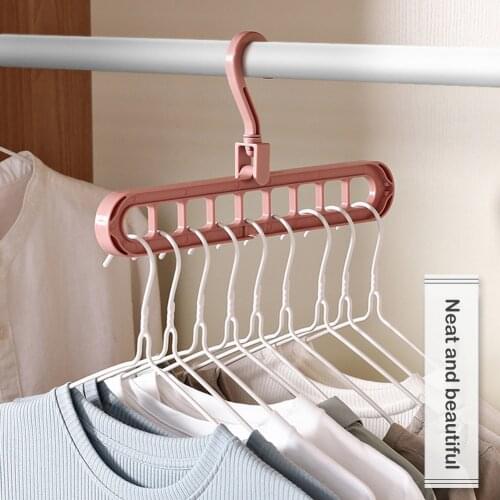 Multi-function Clothes Hanger Rack 360 Rotate Clothing Storage Shelf Organizer Space Saving Hanger Multi-Port Clothing Rack