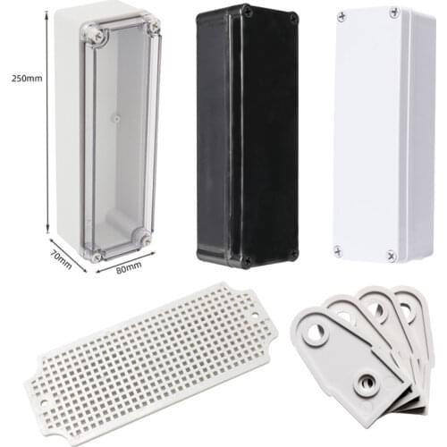 Waterproof Plastic Enclosure Project Box Electronic Housing Instrument Case Outdoor Junction Box 250x80x70mm Connectors