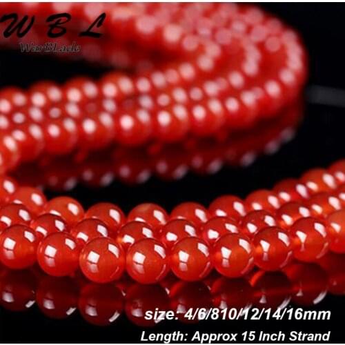 WarBLade 4mm 6mm 8mm 10mm 12-18mm Natural Stone Red Beads Round Loose Stone Beads For DIY Necklace Bracelet Jewelry Making