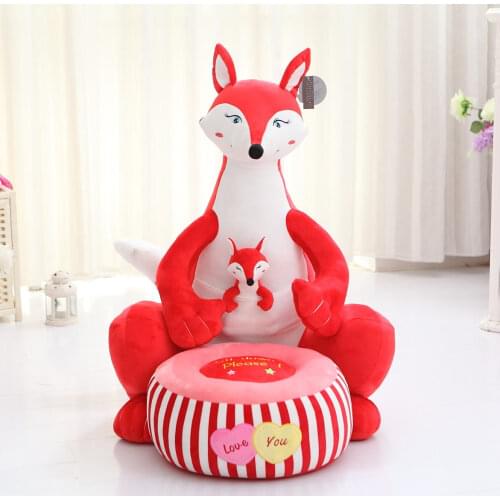 [Funny] Very cute cartoon soft animal fox Sofa chair cotton stuffed plush toy Includ baby fox doll Adult and child can sit