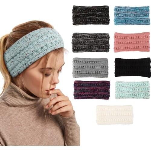Women Girls Winter Headband Breathable Soft Knitted Hair Band Winter Warmer Headband Knitted Hair Band for Makeup