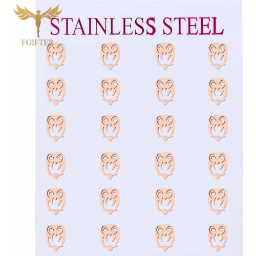 Statement Earrings 2020 Owl Earrings Woman Animal Stud Earring Rose Gold Stainless Steel Jewelry Set Wholesale