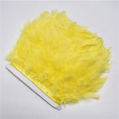 10Meter fluffy Yellow Turkey feather ribbon trims 10-15cm diy decor pheasant feathers for crafts dancer carnival costumes plumes