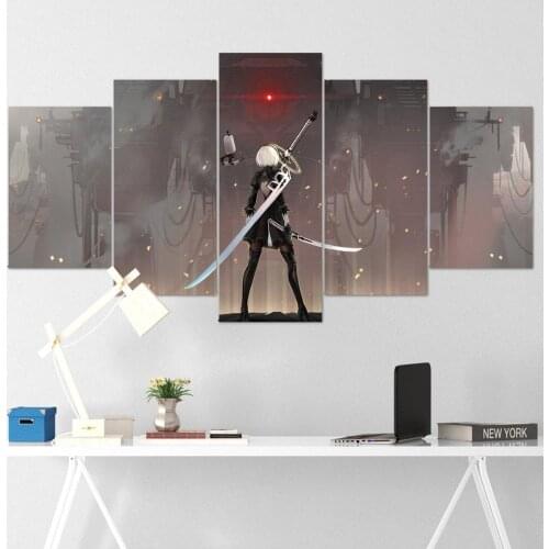 5 Piece Wall Art Canvas Game Figure Picture Samurai Girl Posters And Prints Home Decor Modern Living Room Decoration Paintings