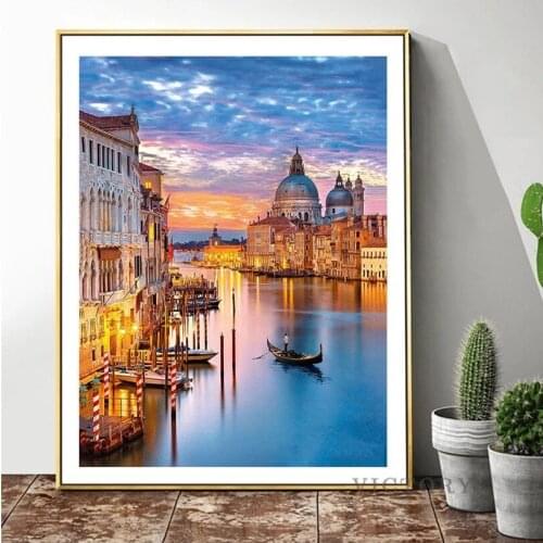 5D Diy Diamond Painting Venice Cross Stitch Full Square Drill Diamond Embroidery Landscape Mosaic Needlework Home Decor