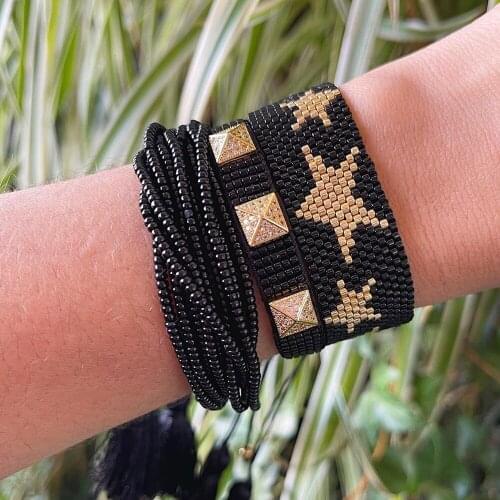 BLUESTAR MIYUKI Bead Bracelet Women Fashion Bracelets Star Heart Pulseras Chic Micro Pave Shell Armband