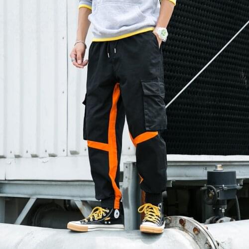 Cotton Men Streetwear Hip Hop Joggers Pants Nice Mens Pockets Baggy Cargo Pants Male Korean Style Sweatpants Black Trousers