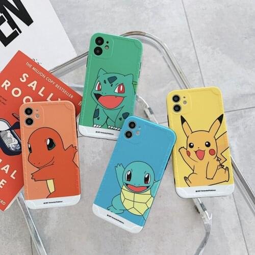 Pokemon Cute Pikachu Cases for IPhoneX Xs Xr 11 12mini 12Promax 7 8 SE2 7plus 8plus XsMax Silicone Case Mobile Phone Accessories