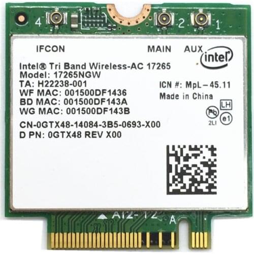 For Wireless-AC Intel 17265 17265NGW Wifi 867M Bluetooth BT 4.0 Dual Band NGFF Card