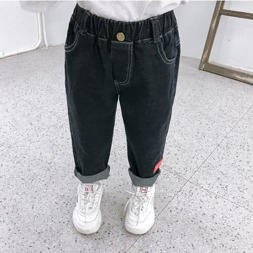 2 3 4 5 6 Years Toddler Jeans Casual Korean Denim Pants for Girls Spring Autumn Trousers Baby Girls Elastic Waist Pants Jeans