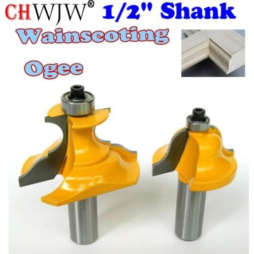 2pc 1/2" Shank Wainscoting Roman Ogee & Pedestal Router Bit C3 Carbide Tipped Wood Cutting Tool woodworking router bits