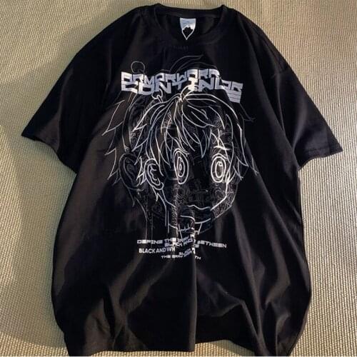 Japanese anime tshirt two-dimensional crop top y2k short-sleeved t-shirt loose t shirt vintage tops Women oversize tee clothes