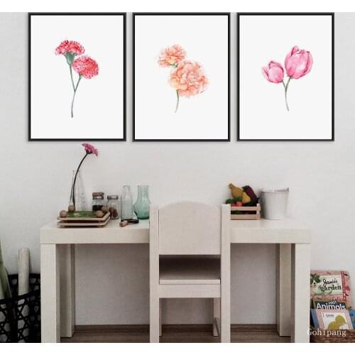 Color Pink Spring Flowers Minimalist Wall Art Canvas Painting Nordic Posters And Prints Living Room Decoration Painting Wall Art