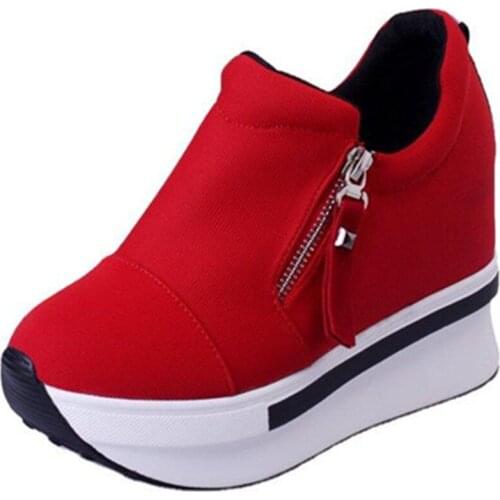 Classic Women Platform Sneakers Trainers Red Black Shoes High Heels Wedges Outdoor Shoes Breathable Casual Shoes Woman