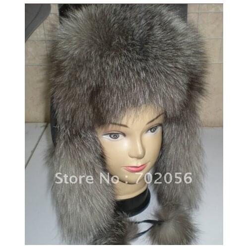 Fox Lei Feng Bomber aviator ushanka ranched fox fur hat #2315