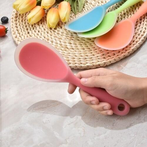Food Grade Silicone Rice Spoon Heat Resistant Rice Paddle Potato Food Spoon Turner Non-Stick Sushi Scoop Kitchen Cooking Tools
