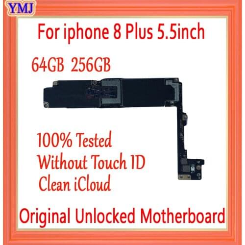 Without Touch ID for iphone 8 Plus Motherboard 64GB 256GB Clean iCloud for iphone 8P Logic board Original unlocked with Chips