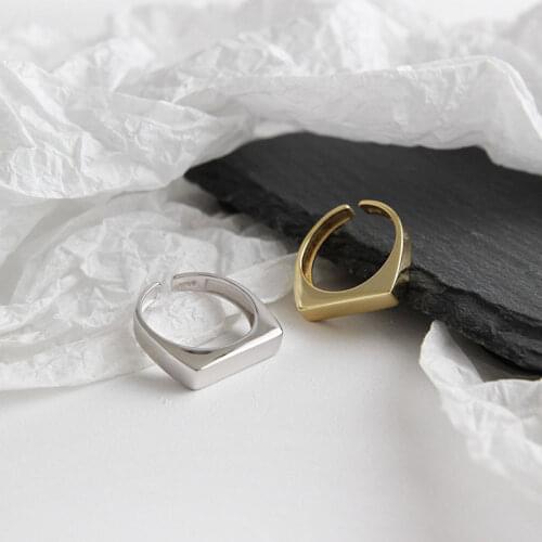 Minimalist Opening Rings Korean Simple Geometric Rectangle kpop Handmade Jewelry Wedding Accessories for Women Unique Gift 2020