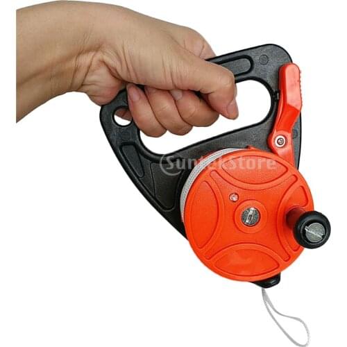 Durable Plastic Scuba Diving Multi Purpose Dive Reel with Handle and 150ft Line for Underwater Wreck Cave Dive Snorkeling