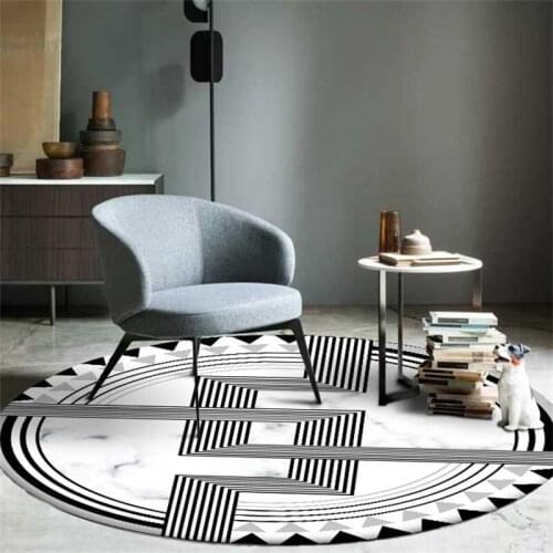 Fashion modern simple black/white geometry Round Soft Carpets For Living Room Bedroom Area Rugs Coffee Table Antiskid Mat/carpet