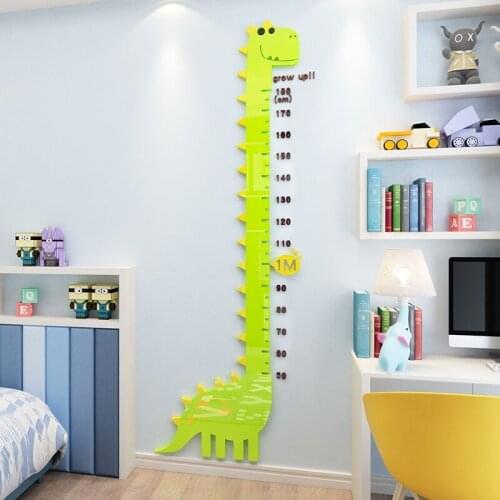 Cartoon Dinosaur height sticker Baby height self-adhesive wall sticker Childrens room wall decoration acrylic Height ruler