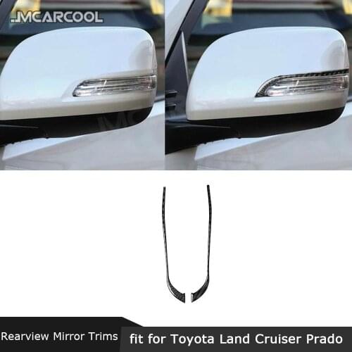 Carbon Fiber Side Rearview Mirror Cap Trim Strip Decal Cover Stickers For Toyota Land Cruiser Prado 2010-2018 Car Accessories