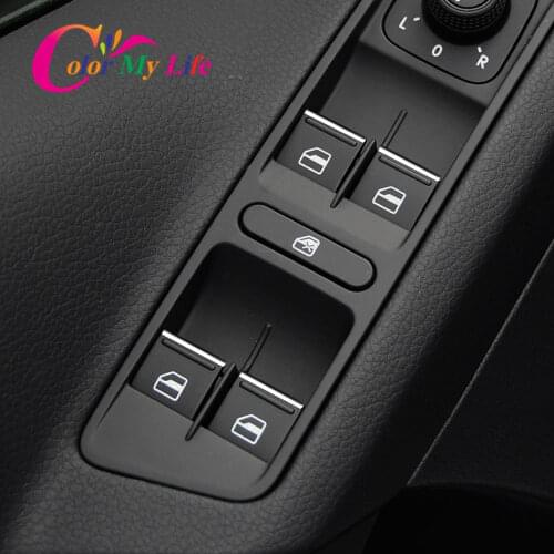 Color My Life ABS Chrome 7Pcs/Set Car Window Lift Switch Knob Cover Trim Sticker for Volkswagen VW Jetta 2013 - 2021 Accessories