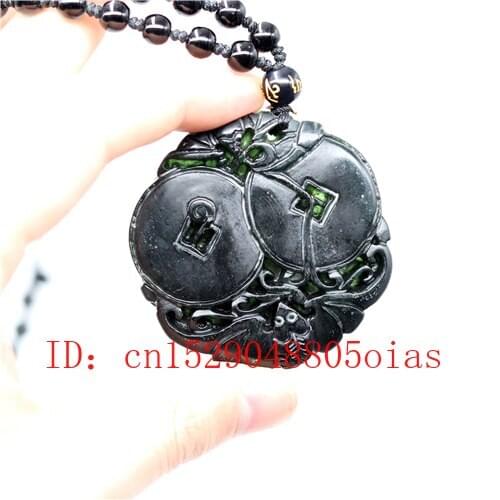 Natural Black Green Jade Obsidian Bat Pendant Beads Necklace Fine Jewelry Carved Amulet Fashion Charm Gifts for Women