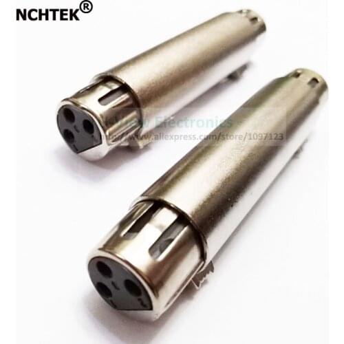 NCHTEK Microphone XLR 3Pin Female to Female Coupler MIC Plug Connector Adapter/Free Shipping/12PCS
