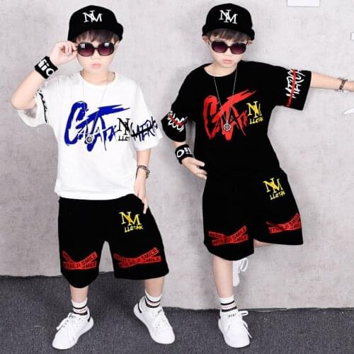 2019 new childrens wear boys 'summer casual sportswear summer hip-hop sets short-sleeved size 110-130 140 150 160
