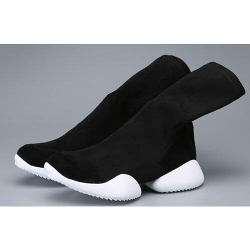 British Winter New Brand Womens Medium Length Boots Thick Bottom Round Toe Slip On Warm Female Over The Knee Boots Plus Size