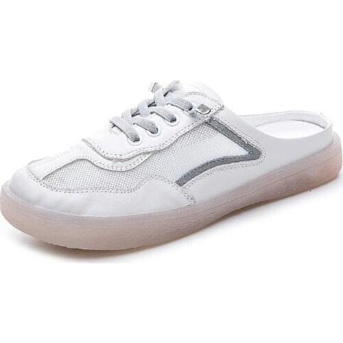 2020 Summer New High Quality Full Genuine Leather Sandals Women Leather Slippers Fashion Fish Mouth Soft Bottom Low-heel Sandals