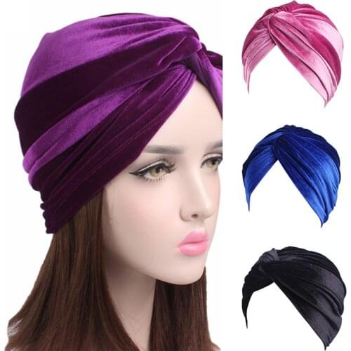 New Winter Velvet Twist Soild Color Turban For Women Smooth Simplicity Headscarf Outside Hair Accessories Soft Turban