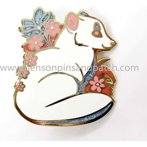 Customized zinc alloy animals dog blue glitter pins metal hard enamel lapel pins