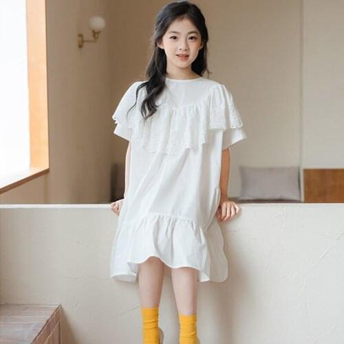Teenager Dress For Girls Summer 2021 New Girl Dresses Clothes Fashion White Party Kids Teenage Child Costume Holiday Clothing