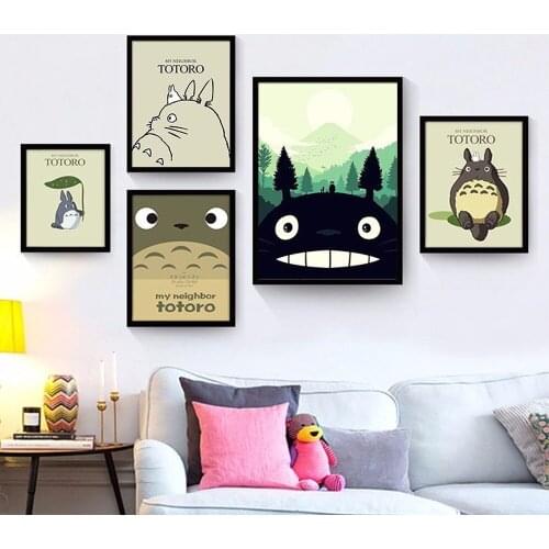 Popular Anime Movie Poster Hayao Miyazaki My Neighbor Totoro Canvas Painting Childrens Room Wall Art Home Decoration Painting