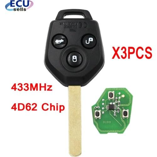 3CPS X 3 Buttons Uncut Key Keyless Remote Fob for Subaru Forester 433MHz With 4D62 Chip