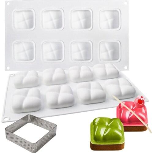 8 Hole Stone Tart Shape Silicone Cake Decorating Mold For Baking Mould Dessert Mousse Pastry Pan Bakewar Bakvormen