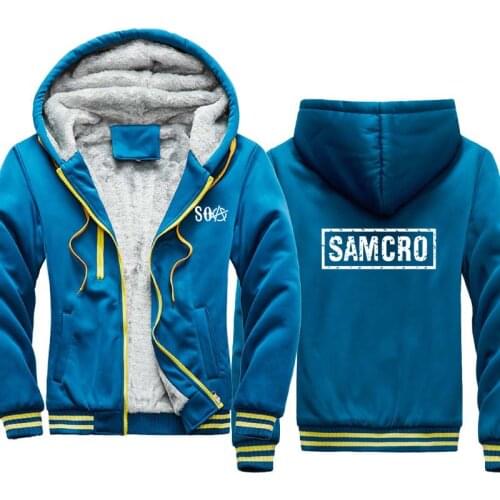 Winter SOA Sons of anarchy the child Fashion SAMCRO velvet thickening Men Sportswear Zipper Hoodies Hoody Sweatshirt