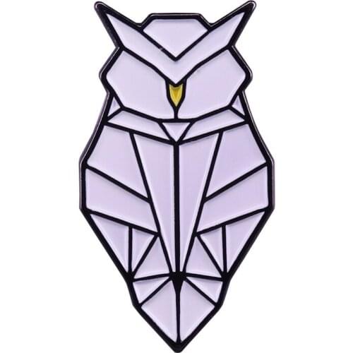 Owl lapel pin origami art badge bird gift modern coat bag accessory