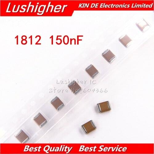 10pcs 1812 4532 150nf 154K 150.0nf 500V X7R 10% SMD MLCC Ceramic Capacitor