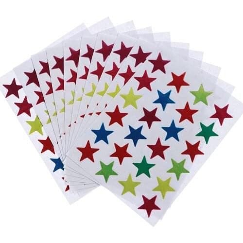 10pcs/pack Childrens Mini Kindergarten Award Certificate Sticker Label Five-pointed Star Heart Shape