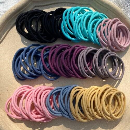 10pcs/pack 4mm Thick Elastic Hair Rubber Bands For Girls Black Nylon Hair Tie Women Hair Rope Gum Headband Baby Haar Accessorie