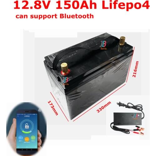 12V 150ah lithium battery bluetooth APP 4S 12.8V 150AH lifepo4 battery for Solar energy storage EV RV inverter +10A Charger