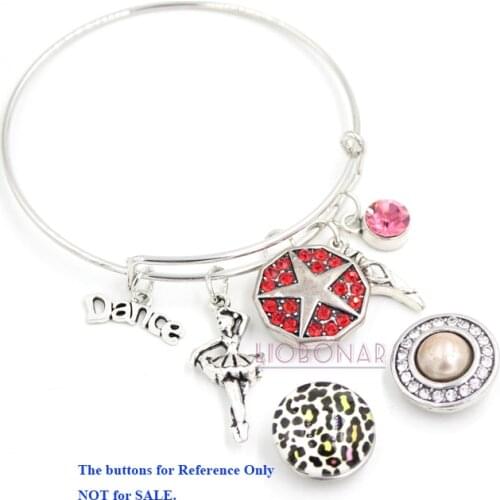 18mm Snap Jewelry I love Dance Bracelet Bangle Ballerina Ballet Shoe Snap Bracelets for Dancing Dancer Gifts