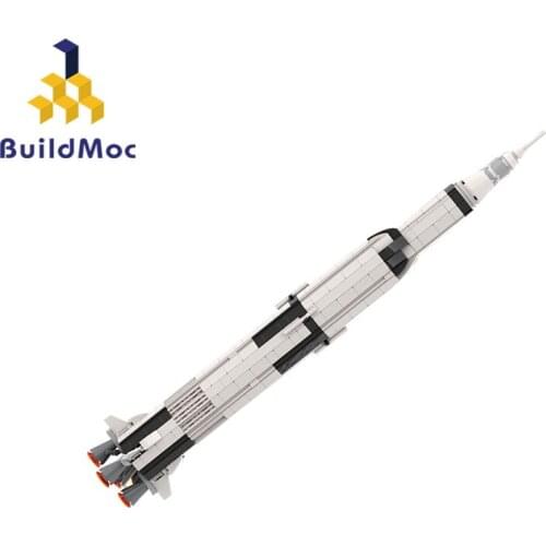 Buildmoc City Spaceship Rockets Saturn V 1:220 scale 555PCS Bricks MOC Model Building Blocks Toys for Children DIY Toy Kid Gifts