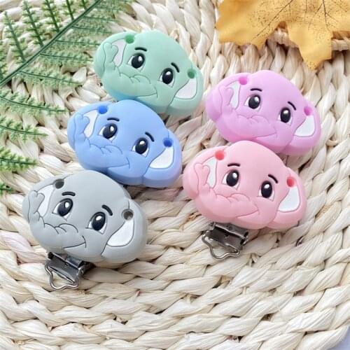 10Pcs Baby Pacifier Clip Holder Soother Pacifier Elephant Shape Infant Animal Teether Beads Dummy Clips