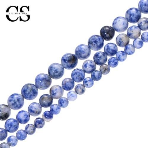 Natural Blue Opal Beads Smooth Stone Beads Round Loose Beads for Jewelry Making DIY Bracelet Necklace Charms 4/6/8/10/12 MM
